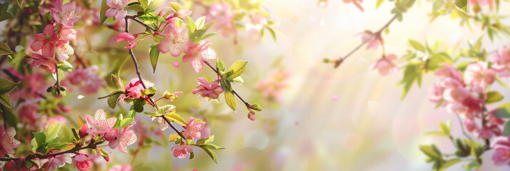Enchanting Spring Blossoms in Radiant Sunlight Panorama