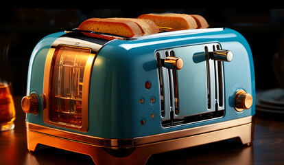 View of an attractive sandwich maker chambray and toasting bread