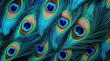 close up view of beautiful peacock feathers. peacock feather wallpaper