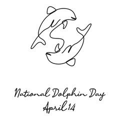 line art of National Dolphin Day good for National Dolphin Day celebrate. line art. illustration.