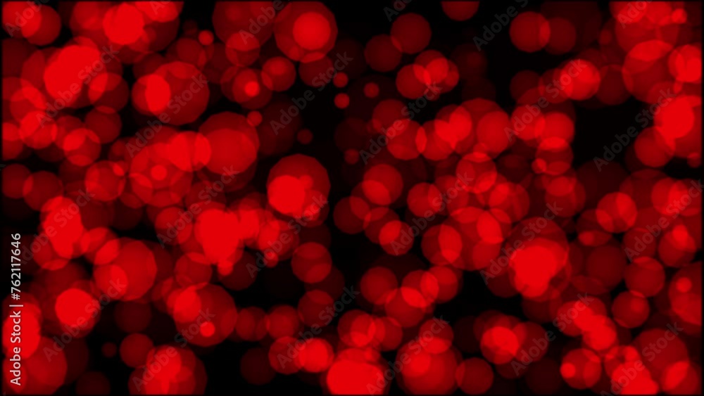 Poster animation of bright and colorful red trembling circles bokeh