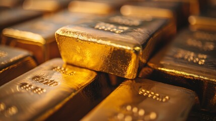 Stack of Gold Bars Background, Financial Concepts.