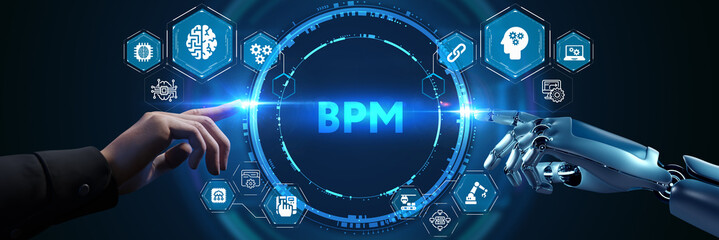 BPM Business process management system technology concept.