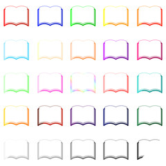 2色のカラフルな本のフレーム2　25個セット