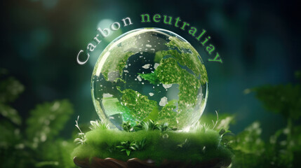 Obraz na płótnie Canvas Carbon neutrality and Net zero emissions concept. Environment in renewable . Environmental icon