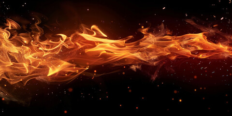 A glowing red fire on a black background, banner