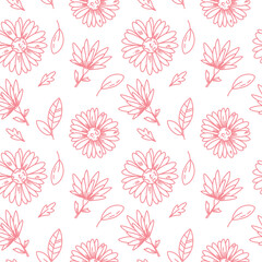 cute vector outline flowers background