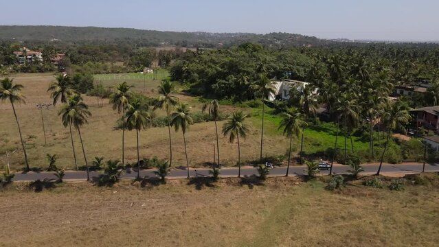 An Aerial shot of Parra Road in Goa, India
