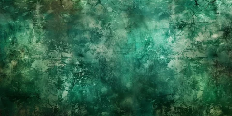 Fotobehang old green grunge wall textures background, vintage green wall, banner, green distressed textured old wall © Nice Seven