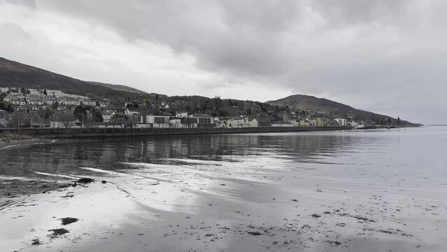 Fort William Scotland seen from the shore of Loch Eil on a calm winter day. Tripod shot