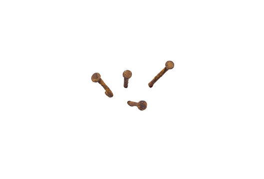 Metal nail heads or old iron nails isolated on white background, clipping path