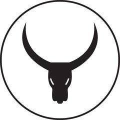 Bull and Cow head icon in Fill style. Farm Animal. Beef, milk, lactose symbol Suitable for many purposes. Elegance drawing art buffalo cow ox bull head design inspiration on transparent background.