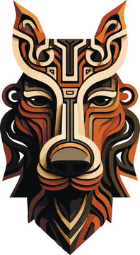 Vector ornamental ancient wolf, dog head illustration. Abstract historical mythology dog or wolf head logo. Good for print or tattoo