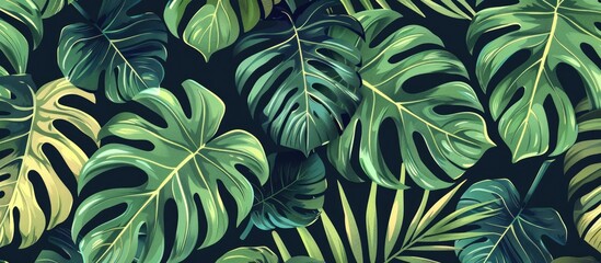 Seamless Vintage Tropical Leaves Pattern for Fabric and Wallpaper. - obrazy, fototapety, plakaty