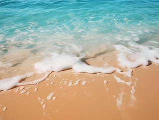 Fototapeten Close Shot of Beach Sand and Water Background. Generative AI © SALEEM
