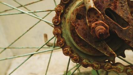 rustic part of old bicycle, vintage background