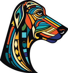 Vector ornamental ancient wolf, dog head illustration. Abstract historical mythology dog or wolf head logo. Good for print or tattoo