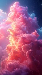 a huge colorful pink cloud  in the sky space, suspended in the air, calming quiet concept - 762124058