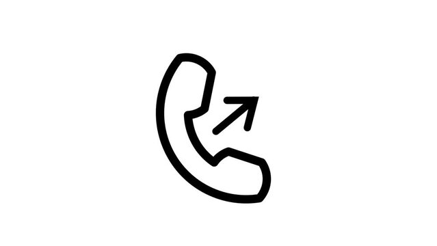 Animated incoming call color ui icon. Communication. Mobile phone dialing. Seamless loop HD video with alpha channel on transparent background. Simple filled line RGB