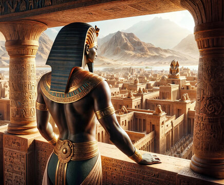 Nubian Pharaoh from the Kingdom of Kush enjoys the views of Egypt after conquering it.