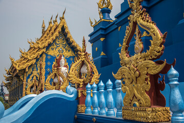 Wat Rong Suea Ten or The Blue Temple is the most famous landmark, Chiang Rai, Thailand 