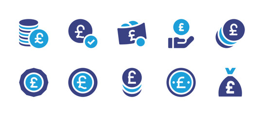 Pound icon set. Duotone color. Vector illustration. Containing money, payment, pound sterling, pound, pounds. - obrazy, fototapety, plakaty