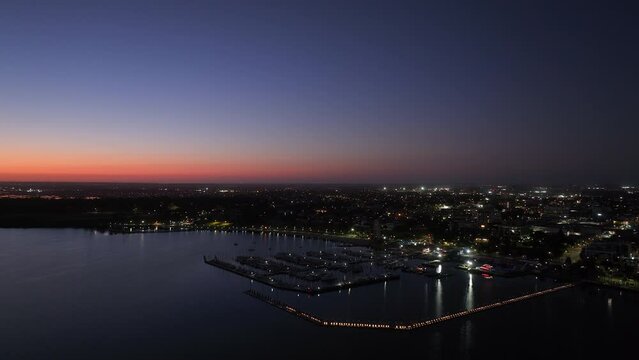 AERIAL Views Of Geelong City Bay Area, Australia At Dawn