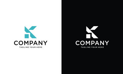 Letter K logo icon design template elements with on a black and white background.