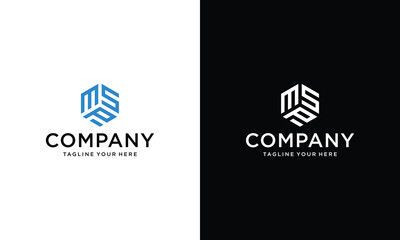 Letter M SP hexagon logo on a black and white background.