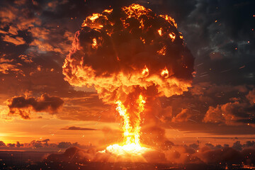 
atomic nuclear bomb explosion - obrazy, fototapety, plakaty