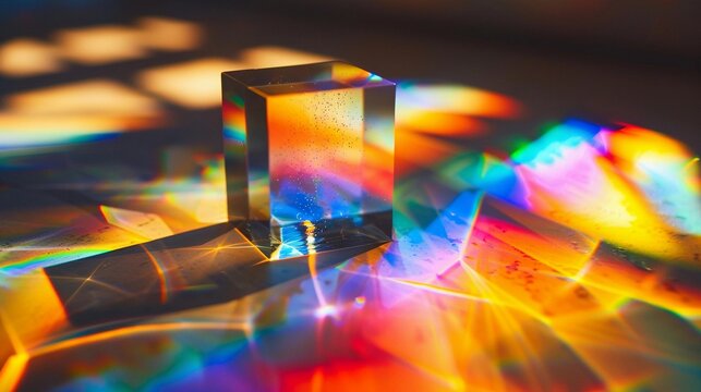 Light Spectrum, a prism dispersing sunlight into a spectrum of colors, showcasing the visible portion of the electromagnetic spectrum, generative AI
