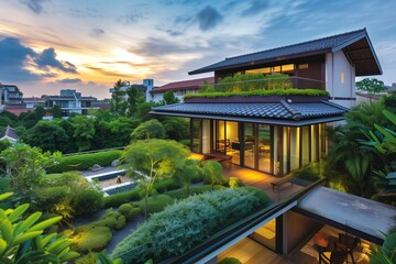 Obraz premium Asian serenity meets the simplicity of suburban design.