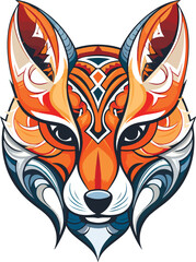 Vector ornamental ancient fox head illustration. Abstract historical mythology fox head logo. Good for print or tattoo