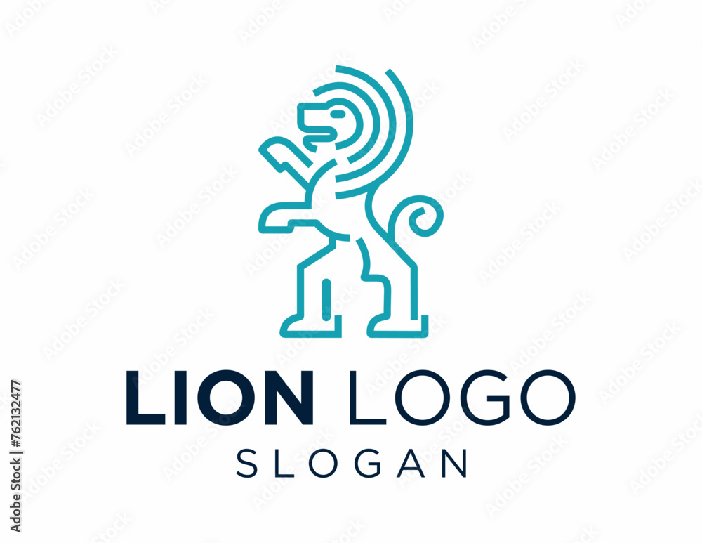 Poster logo design about lion on a white background. made using the coreldraw application.
