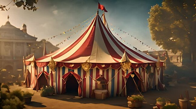 Carnival circus tent in the park