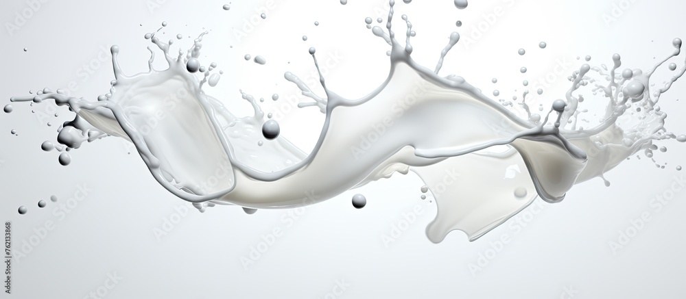 Poster a droplet of clear water delicately falls on a white canvas, creating a mesmerizing gesture of art. 