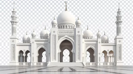 Photo sur Plexiglas Vieil immeuble Islamic building of the mosque illustration white background. Arabian mosque architecture building