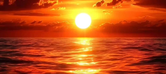 Keuken spatwand met foto Summer's Grand Sunset Painting the Sky Over the Vast Sea. Made with Generative AI Technology © mafizul_islam
