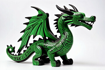 Obraz premium Wooden Dragon figurine. Digital illustration.