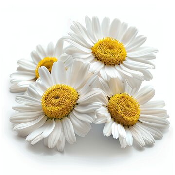 Beautiful Wild Flowers Chamomile On White Background, Illustrations Images