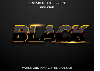 black text effect, font editable, typography, 3d text. vector template