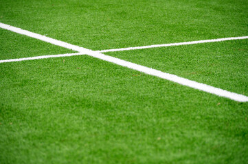 Artificial sports pitch lines.