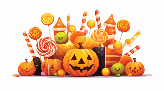 Happy Halloween candy. Holiday illustration of cele