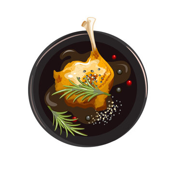 roasted duck leg on plate clip art preview