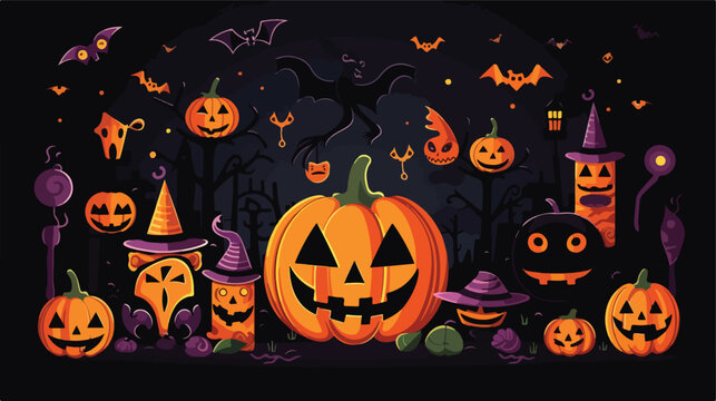 Happy Halloween card. Holiday background with celeb