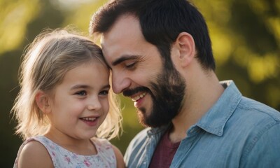 A man and his little daughter have fun together.
