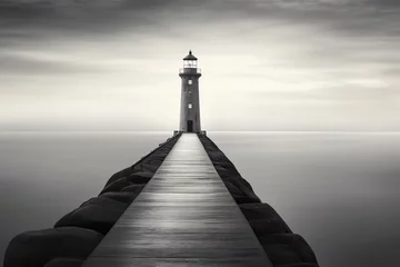Zelfklevend Fotobehang a lighthouse on a dock © Ion