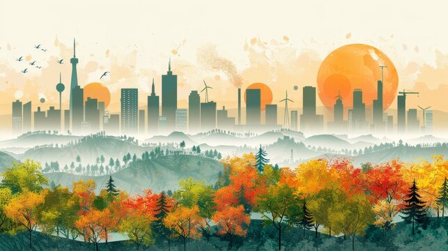 Climate action with visuals that depict efforts to mitigate climate change.