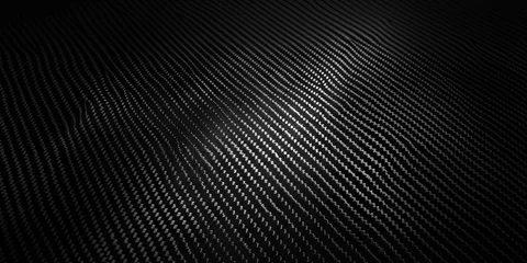 Fotobehang Black carbon fiber background with dark gradient, carbon texture for modern design, black background banner © Nice Seven