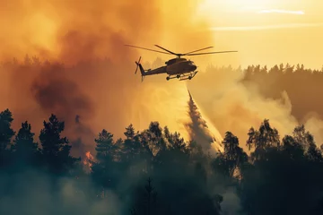 Poster Helicopter extinguishing forest fire © viktoriya89
